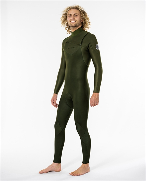 Rip Curl Mens Dawn Patrol 4/3 Chest Zip Våddragt - Green